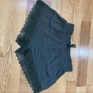 Green Lace trim shorts